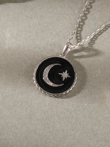 925 Sterling Silver Enamel Moon Minimalist Necklace
