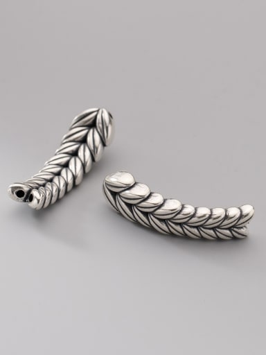 S925 silver aged matte double-hole wheat ear and rice ear hand row