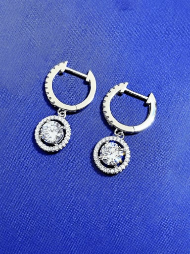 925 Sterling Silver Cubic Zirconia Geometric Luxury Drop Earring