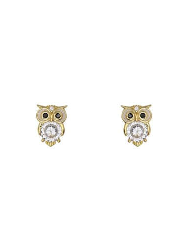 925 Sterling Silver Cubic Zirconia Owl Cute Stud Earring