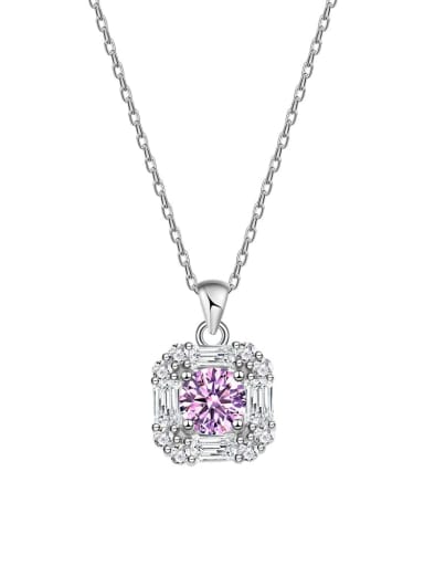 Pink diamond 925 Sterling Silver Cubic Zirconia Geometric Dainty Necklace