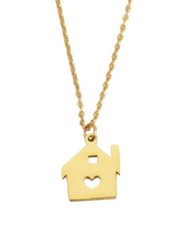 golden Stainless steel Heart House Trend Necklace