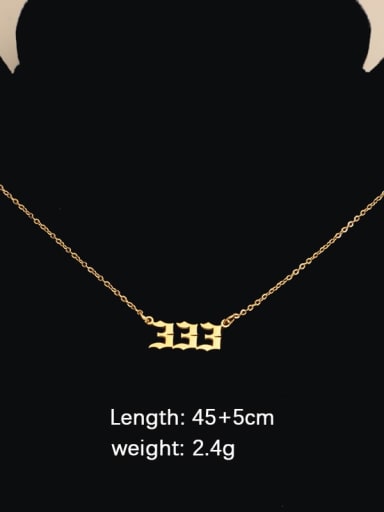 Golden Number 333 Titanium Steel Number Minimalist Necklace