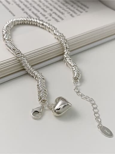 925 Sterling Silver Heart Trend Handmade Beaded Bracelet