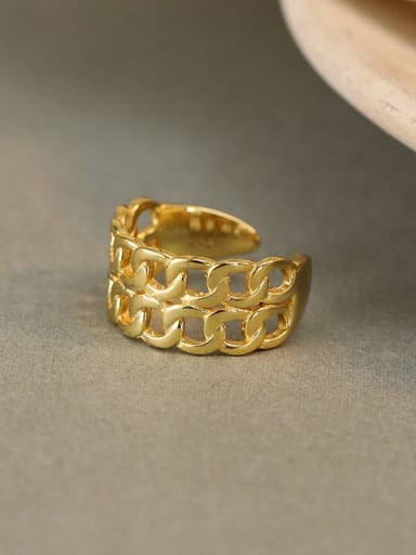 K073K Gold 925 Sterling Silver Hollow Geometric Minimalist Band Ring