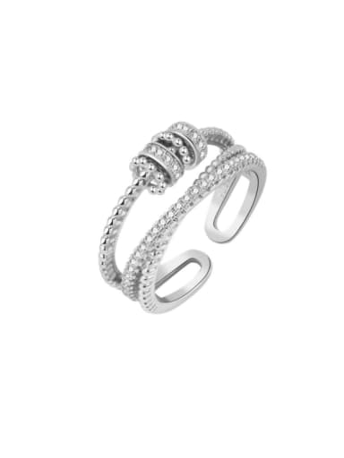 Platinum 925 Sterling Silver Cubic Zirconia Geometric Minimalist Stackable Ring