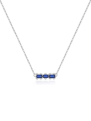 platinum 925 Sterling Silver Cubic Zirconia Geometric Dainty Link Necklace
