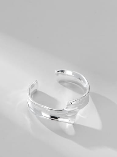 925 Sterling Silver Irregular Minimalist Simple Streamline   Band Ring
