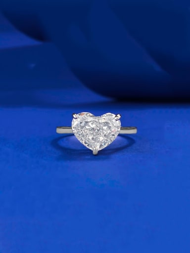 925 Sterling Silver Cubic Zirconia Heart Luxury Solitaire Ring
