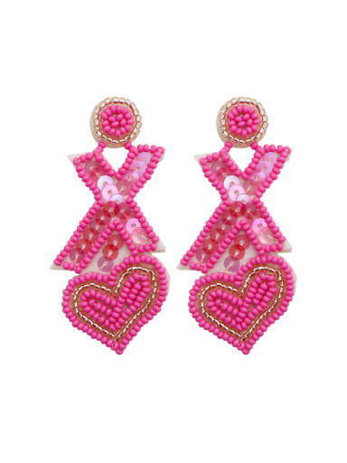Alloy MGB beads Multi Color Heart Hip Hop Pure handmade Weave Earring