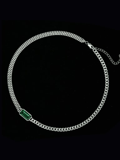 925 Sterling Silver Glass Stone Geometric Minimalist Necklace