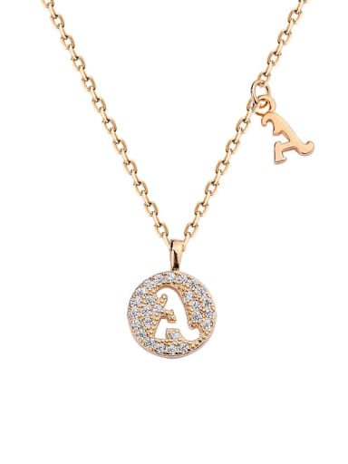 A1573 champagne plated gold A 925 Sterling Silver Rhinestone Geometric Minimalist Necklace
