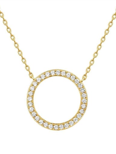 Golden color 925 Sterling Silver Cubic Zirconia Round Necklace