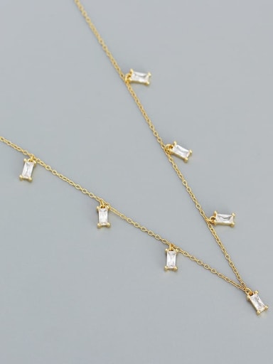 Gold (white stone) 925 Sterling Silver Geometric Dainty Necklace