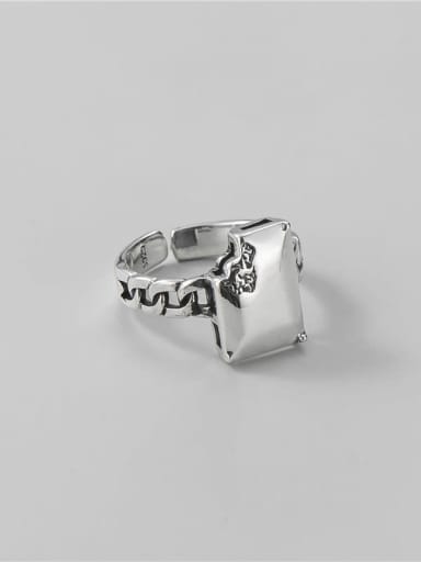 Square ring 925 Sterling Silver Geometric Vintage Band Ring