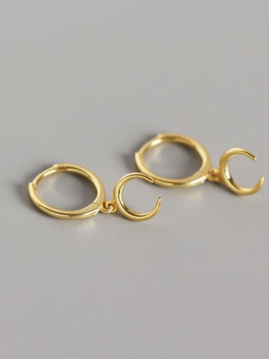 Gold 925 Sterling Silver Moon Classic Huggie Earring