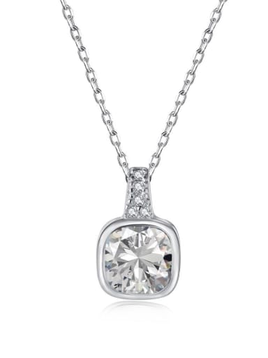 DY190341 S W WH 925 Sterling Silver Cubic Zirconia Geometric Minimalist Necklace