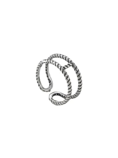 925 Sterling Silver Irregular Vintage Stackable Double Twist Ring