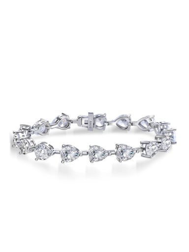 925 Sterling Silver High Carbon Diamond Heart Luxury Bracelet