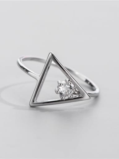 925 Sterling Silver Rhinestone Triangle Minimalist Band Ring