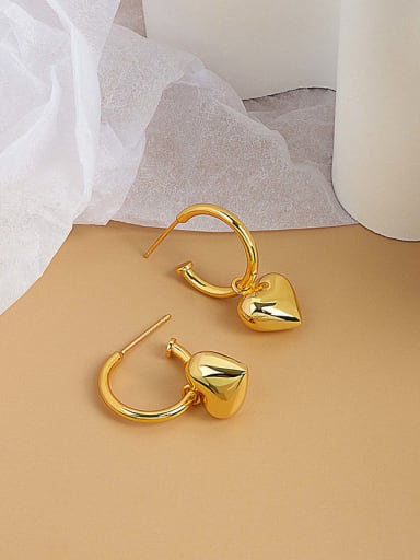 18K gold (with pure silver ear plug) 925 Sterling Silver Heart Minimalist Drop Earring