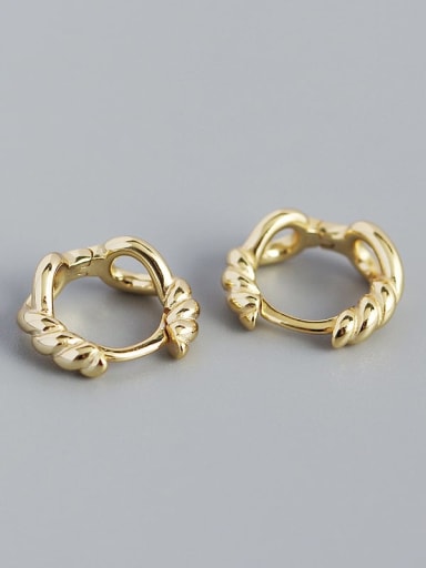 Golden 925 Sterling Silver Geometric Vintage Huggie Earring