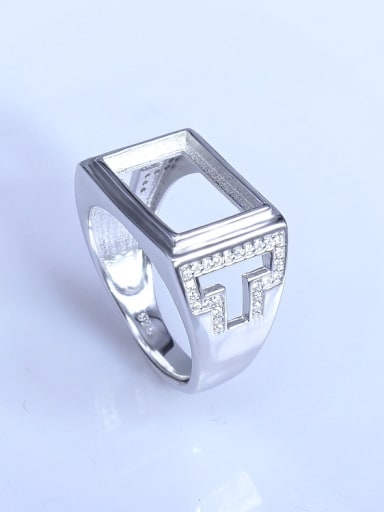 925 Sterling Silver 18K White Gold Plated Geometric Ring Setting Stone size: 10*14mm