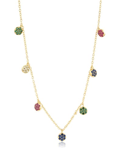 18k Golden Rainbow 925 Sterling Silver Cubic Zirconia Round Minimalist Necklace