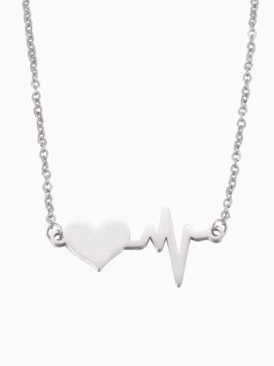 Stainless steel Heart Electrocardiogram Minimalist Necklace