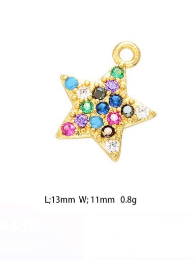 VD433 Brass Cubic Zirconia Hollow leaf wings five-pointed star pendant