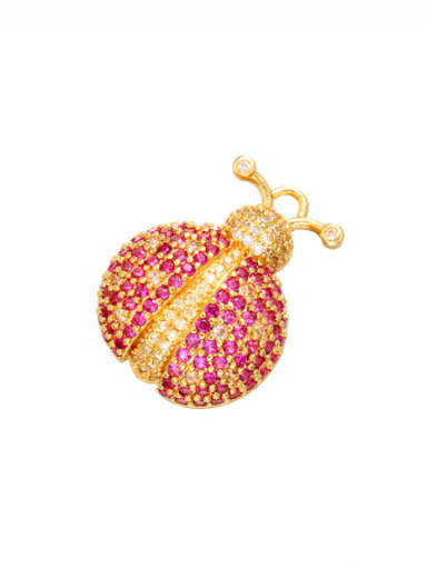 golden Brass Cubic Zirconia Micro Inlay ladybug Pendant