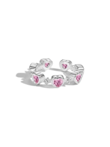 custom 925 Sterling Silver Cubic Zirconia Heart Dainty Band Ring