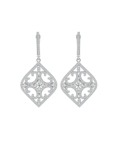 925 Sterling Silver Cubic Zirconia Geometric Statement Cluster Earring