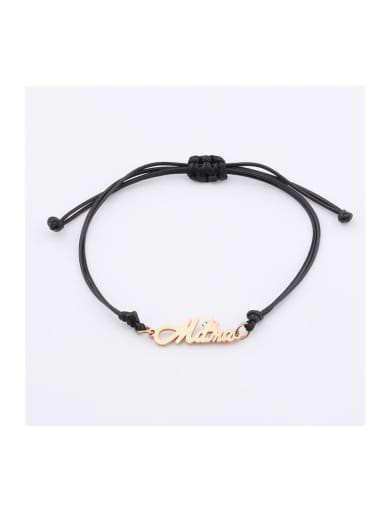 Stainless steel Crown Wax rope Minimalist Adjustable Bracelet