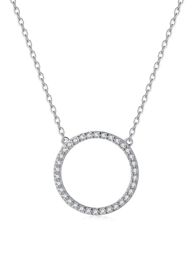 DY190225 S W WH 925 Sterling Silver Cubic Zirconia Round Dainty Necklace