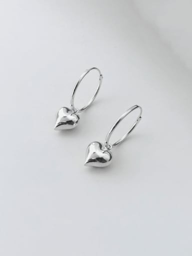 E2155 ??? 925 Sterling Silver Heart Minimalist Huggie Earring