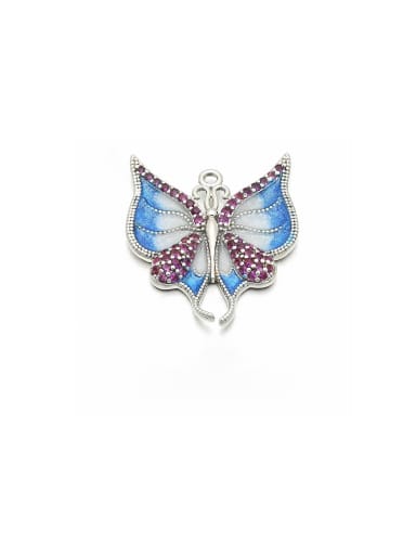 Platinum Brass Fancy Colored Diamond Butterfly Drop Oil Micro Setting Accessories