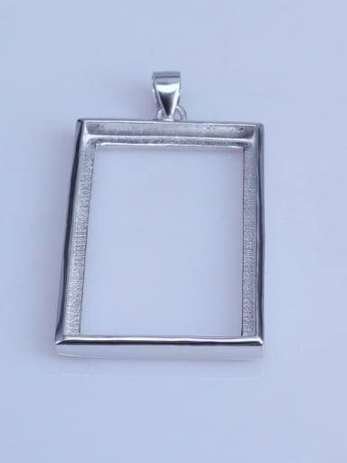 custom 925 Sterling Silver 18K White Gold Plated Rectangle Pendant Setting Stone size: 13*17 16*22 16*26 20*30mm