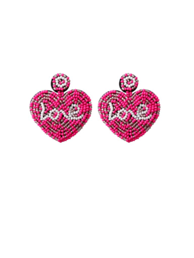 Rose Red e68874 Tila Bead Multi Color Heart Trend Pure handmade Weave Earring