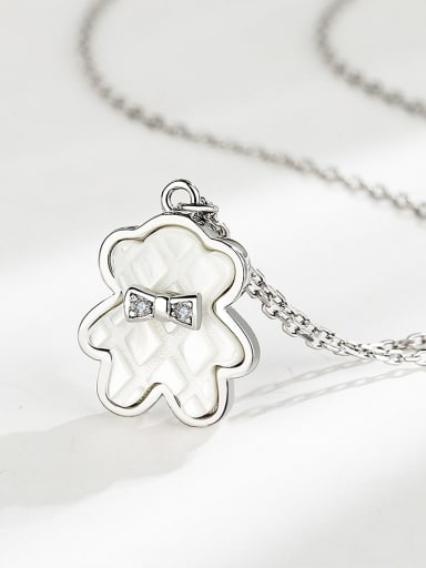 925 Sterling Silver Shell Bear Cute Necklace