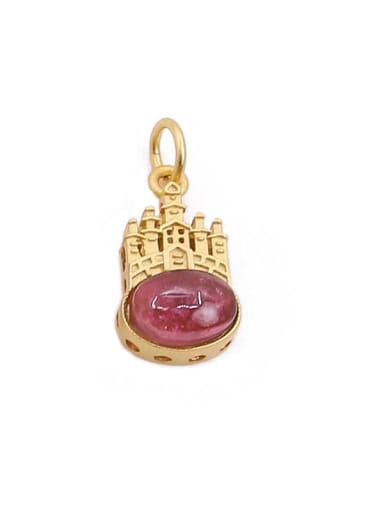 S925 Sterling Silver Inlaid Natural Tourmaline Castle Pendant