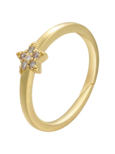 golden Brass Cubic Zirconia Star Dainty Band Ring