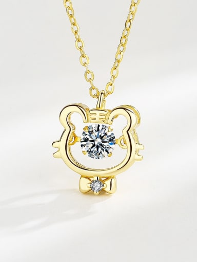 18k gold 925 Sterling Silver Cubic Zirconia Tiger Cute Necklace