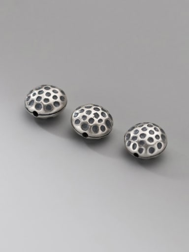 S925 silver aged matte 10mm pattern flat beads