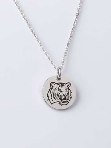 Stainless steel Round Tiger Minimalist Necklace