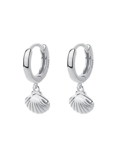 E2922 Platinum 925 Sterling Silver Geometric Minimalist Huggie Earring