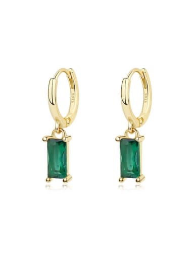 E2268E Gold+ Emerald 925 Sterling Silver Cubic Zirconia Geometric Minimalist Huggie Earring