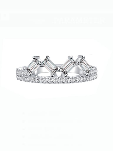 925 Sterling Silver Cubic Zirconia Crown Minimalist Band Ring