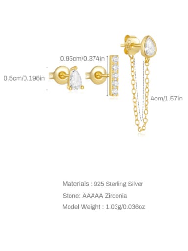 3 pieces per set, golden 3 925 Sterling Silver Cubic Zirconia Geometric Minimalist Huggie Earring