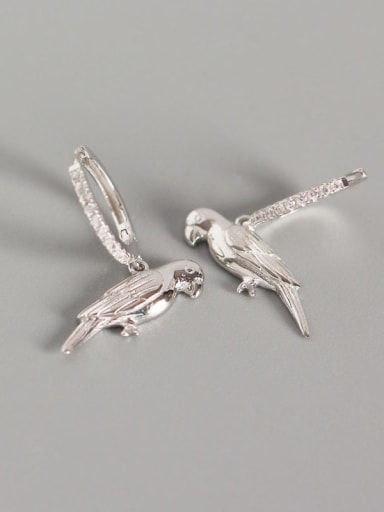 Platinum 925 Sterling Silver Bird Trend Huggie Earring